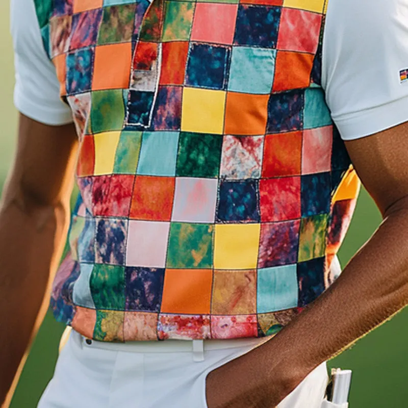 Men's Color Block Print Short Sleeve Polo Shirt MTA0811E8X sold by Manly product image thumbnail 3