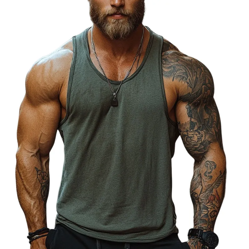 Men's Summer Sports Crew Neck Cotton Blend Tank Top MTA0874E0X sold by Manly