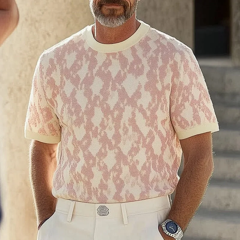 Men's Fashionable Round Neck Patterned Knitted T-Shirt MTA0745E9U sold by Manly product image thumbnail 2