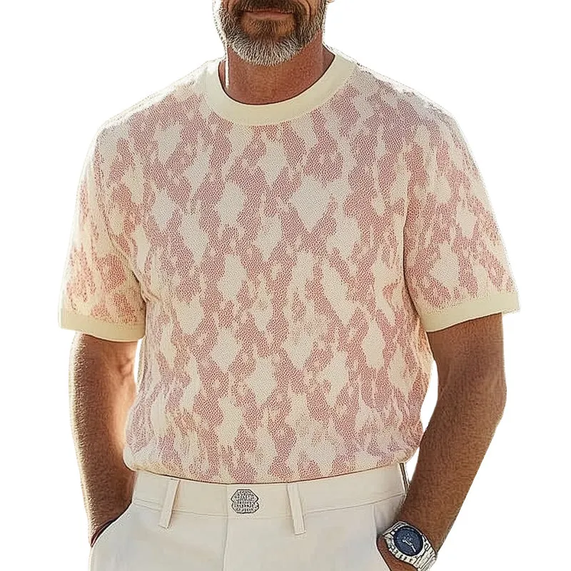 Men's Fashionable Round Neck Patterned Knitted T-Shirt MTA0745E9U sold by Manly