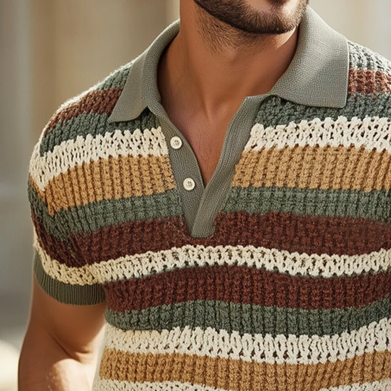 Men's Breathable Fashion Colorful Striped Knitted POLO Shirt MTA0754E3U sold by Manly product image thumbnail 3