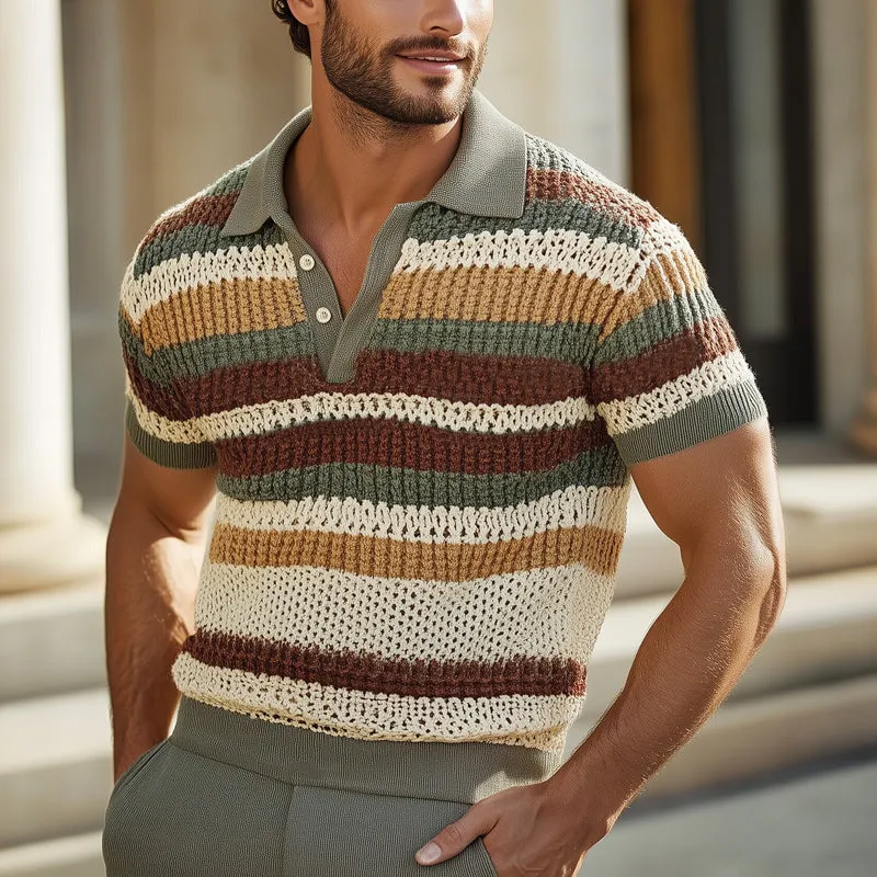 Men's Breathable Fashion Colorful Striped Knitted POLO Shirt MTA0754E3U sold by Manly product image thumbnail 2