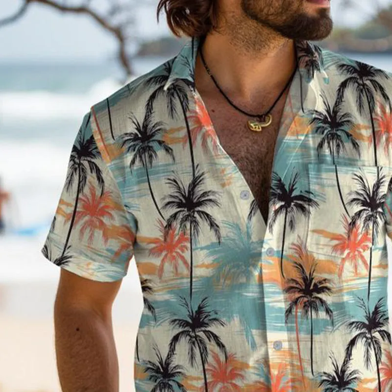 Men's Summer Casual Hawaiian Print Short Sleeve Shirt MTA0830E1U sold by Manly product image thumbnail 3