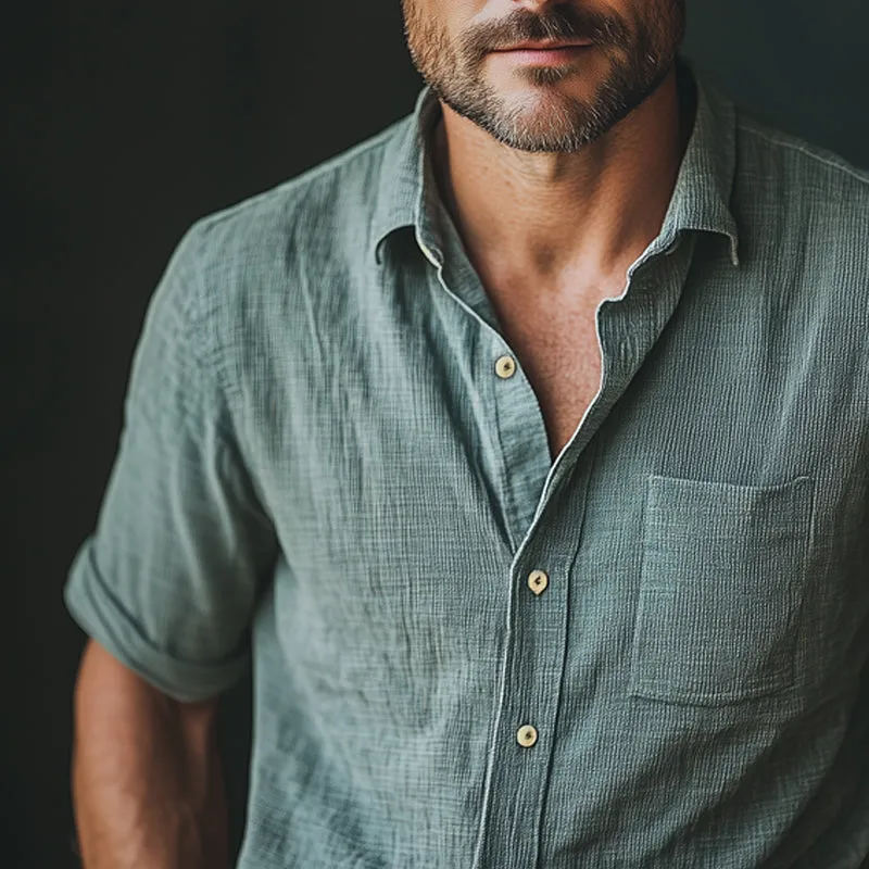 Men's Summer Basic Textured Button Short Sleeve Shirt MTA0892E1U sold by Manly product image thumbnail 3