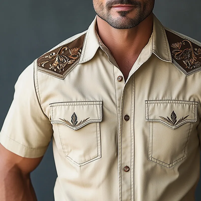 Men's Western Cowboy Style Embroidered Short Sleeve Shirt MTA0802E1U sold by Manly product image thumbnail 3