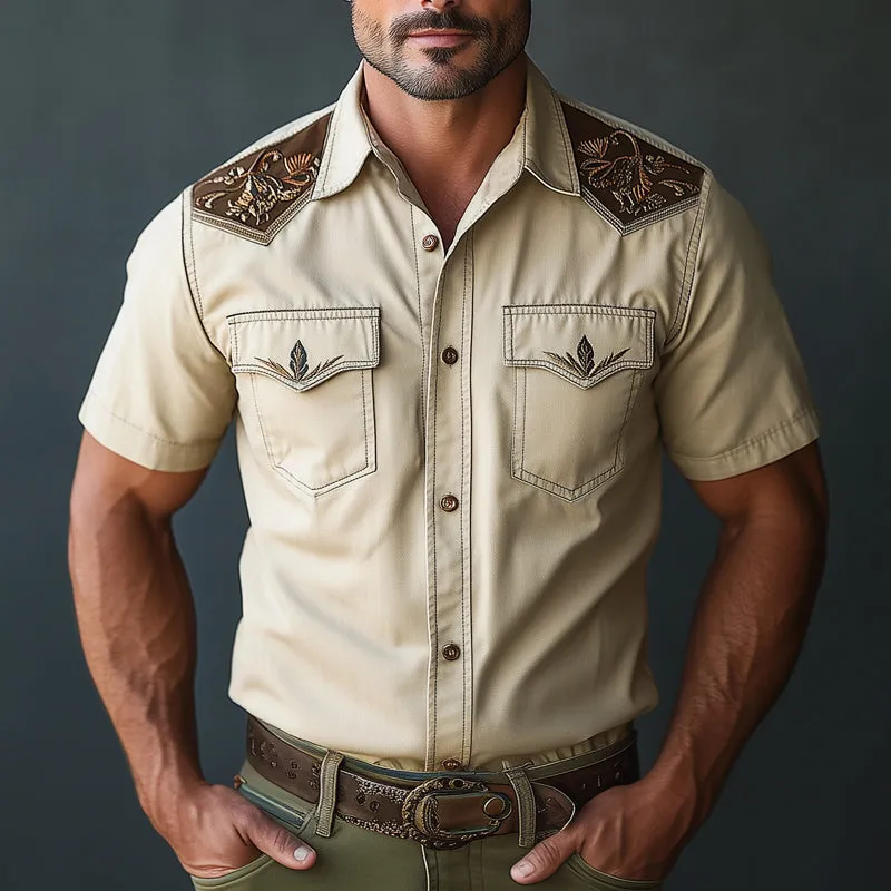 Men's Western Cowboy Style Embroidered Short Sleeve Shirt MTA0802E1U sold by Manly product image thumbnail 2