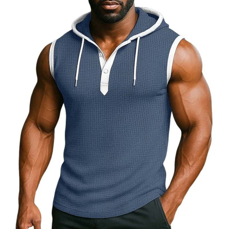 Men's Colorblock Hooded Sleeveless Tank Top MTA0762E3Z sold by Manly