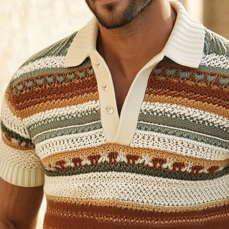 Men's Summer Fashion Colorful Striped Knitted Polo Neck T-Shirt MTA0707E1U sold by Manly product image thumbnail 3
