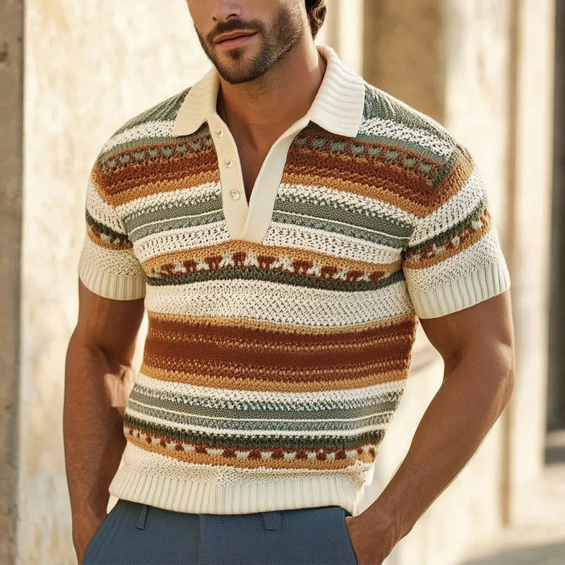Men's Summer Fashion Colorful Striped Knitted Polo Neck T-Shirt MTA0707E1U sold by Manly product image thumbnail 2