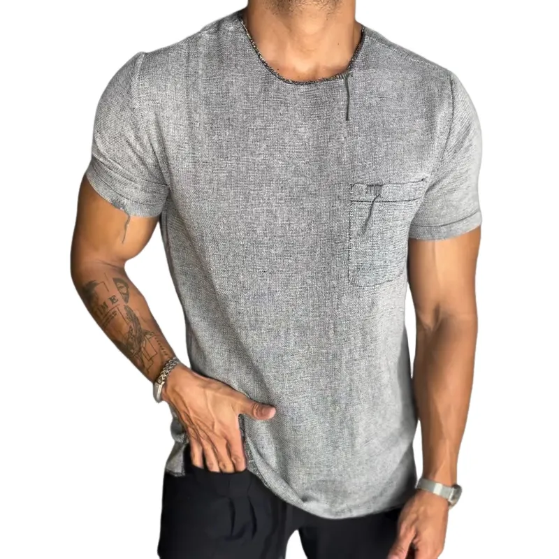Men's Retro Casual Linen Pocket Round Neck Short Sleeve T-Shirt MTA0691E2TO sold by Manly