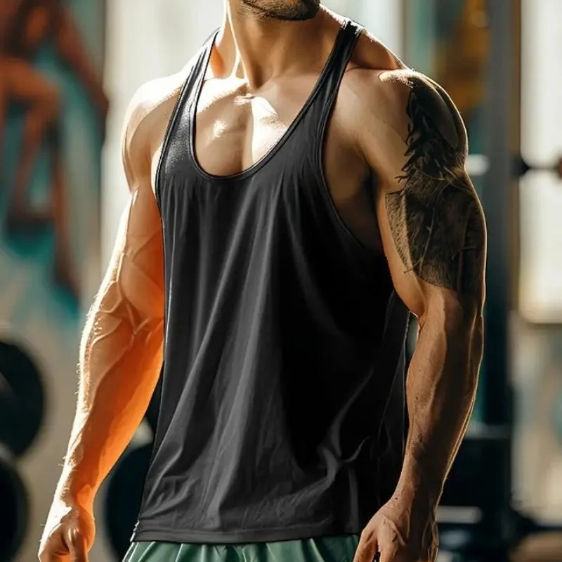 Men's Retro Casual Solid Color Sports Round Neck Tank Top MTA0633E5TO sold by Manly product image thumbnail 2