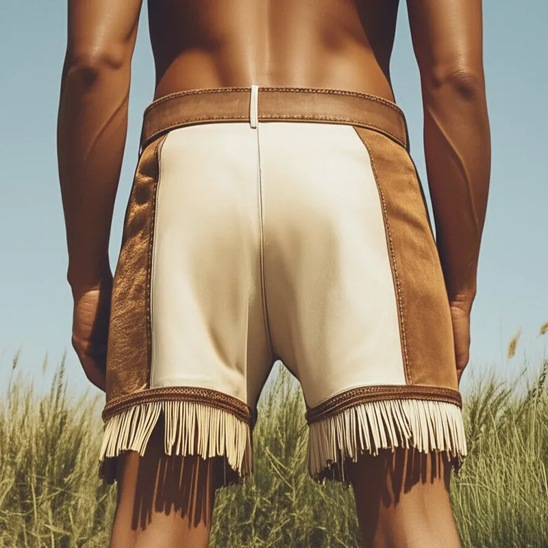 Men's Summer Western Cowboy Style Colorblock Tassel Shorts MTA0793E3U sold by Manly product image thumbnail 4