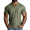 Men's Casual Premium Cotton Striped Lapel Patch Pocket Slim Fit Short Sleeve Polo Shirt MTA0880E5M sold by Manly