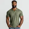 Men's Casual Premium Cotton Striped Lapel Patch Pocket Slim Fit Short Sleeve Polo Shirt MTA0880E5M sold by Manly