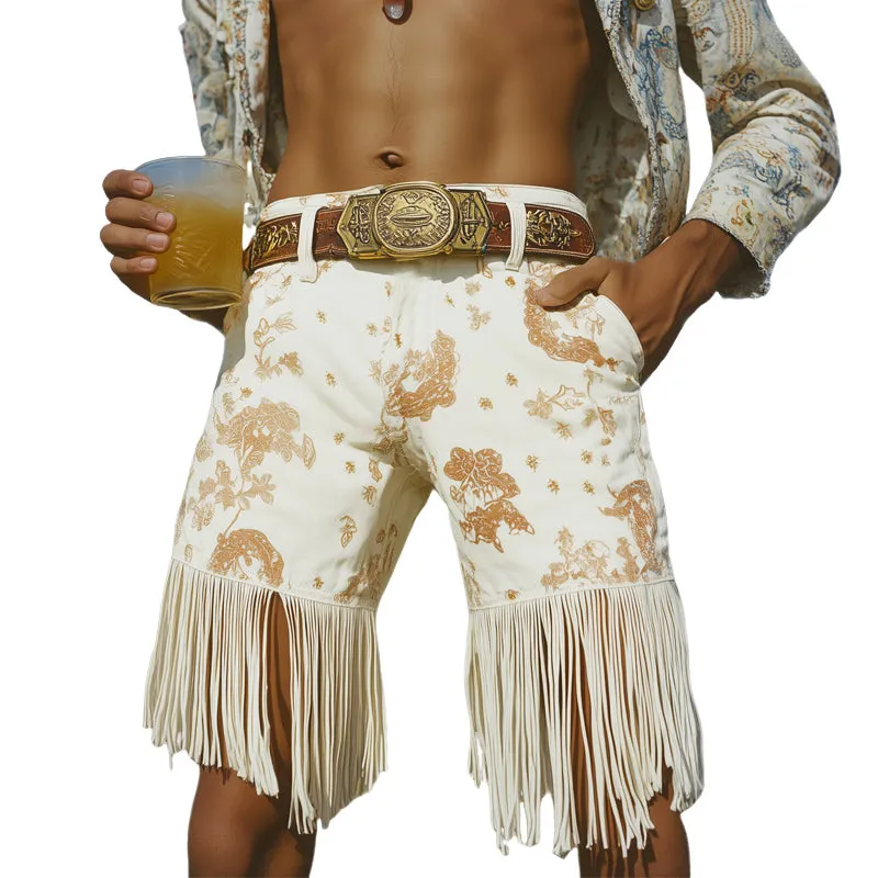 Men's Western Cowboy Style Vintage Fringe Shorts MTA0930E1U sold by Manly