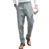 Men's Fashionable Contrast Color Striped Cotton Slim Straight Pants MTA0626E5M sold by Manly