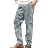 Men's Fashionable Contrast Color Striped Cotton Slim Straight Pants MTA0626E5M sold by Manly