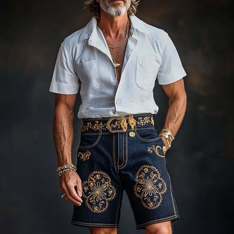 Men'S Fashion Solid Lapel Chest Pocket Short Sleeve Shirt MTA0984E2Z sold by Manly product image thumbnail 3