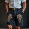 Men'S Fashion Retro Embroidered Straight Denim Shorts MTA0940E1Z sold by Manly