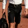 Men'S Fashion Retro Embroidered Straight Denim Shorts MTA0970E9Z sold by Manly