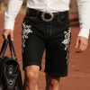 Men'S Fashion Retro Embroidered Straight Denim Shorts MTA0970E9Z sold by Manly