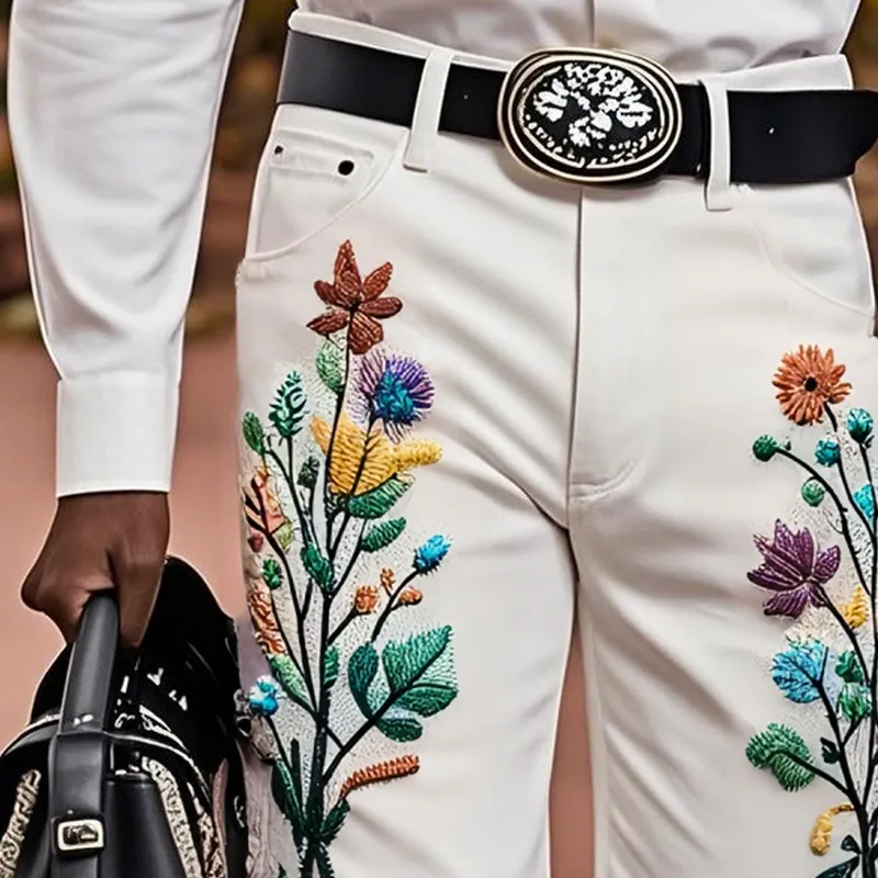 Men'S Fashion Retro Embroidered Straight Denim Shorts MTA0940E9Z sold by Manly product image thumbnail 3