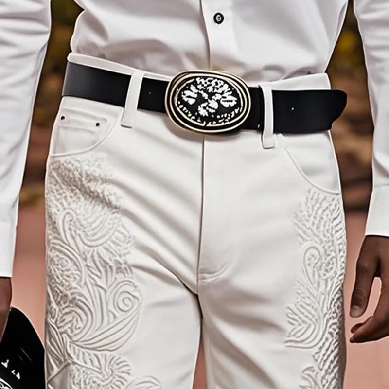 Men'S Fashion Retro Embroidered Straight Denim Shorts MTA0991E0Z sold by Manly product image thumbnail 3