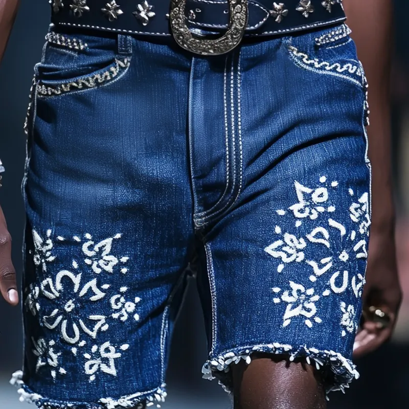 Men'S Fashion Embroidered Straight Denim Shorts MTA0918E4Z sold by Manly product image thumbnail 3