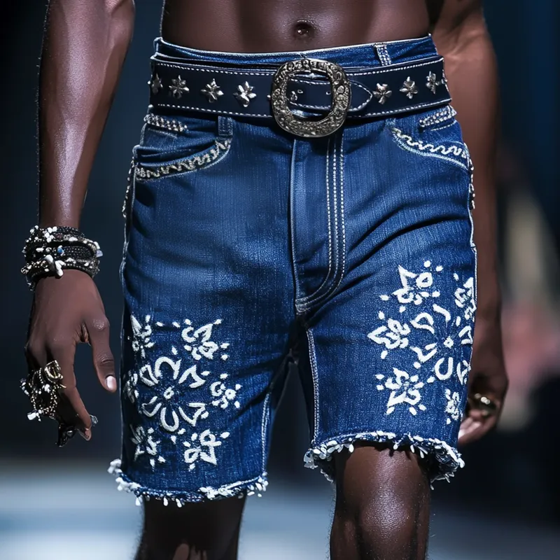 Men'S Fashion Embroidered Straight Denim Shorts MTA0918E4Z sold by Manly product image thumbnail 2