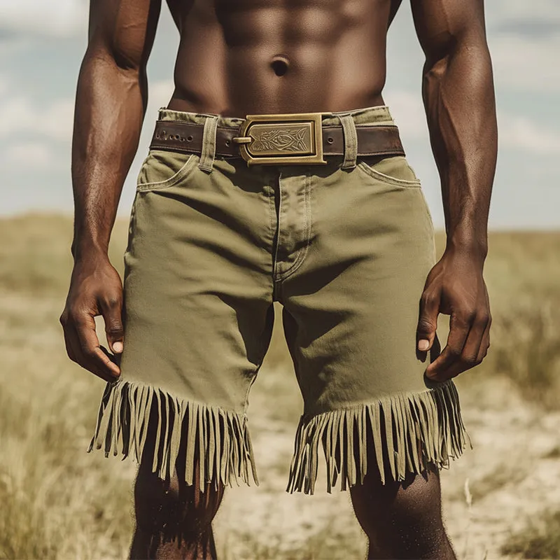 Men's Western Style Denim Fringe Shorts MTA0911E8U sold by Manly product image thumbnail 2
