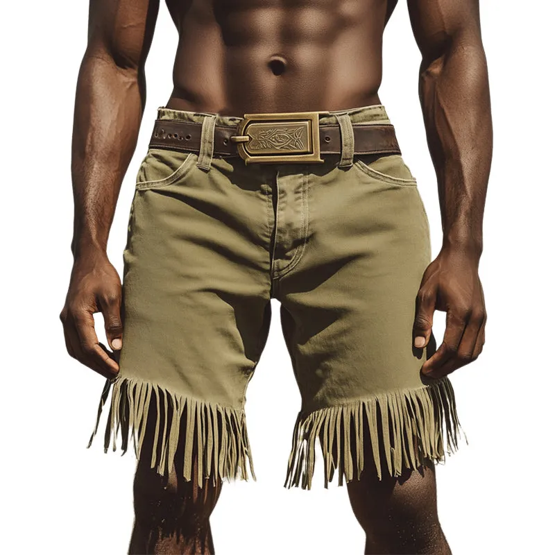 Men's Western Style Denim Fringe Shorts MTA0911E8U sold by Manly