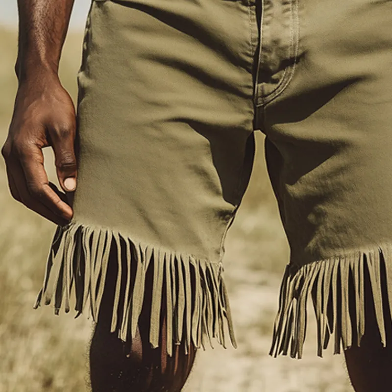 Men's Western Style Denim Fringe Shorts MTA0911E8U sold by Manly product image thumbnail 3