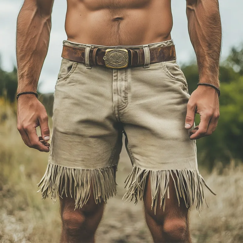 Men's Western Style Denim Fringe Shorts MTA0955E3U sold by Manly product image thumbnail 2
