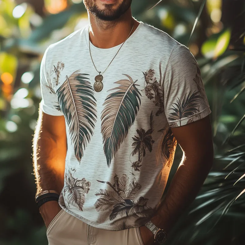 Men's Tropical Leaves Print Casual Short Sleeve T-Shirt MTA1084E3U sold by Manly product image thumbnail 2