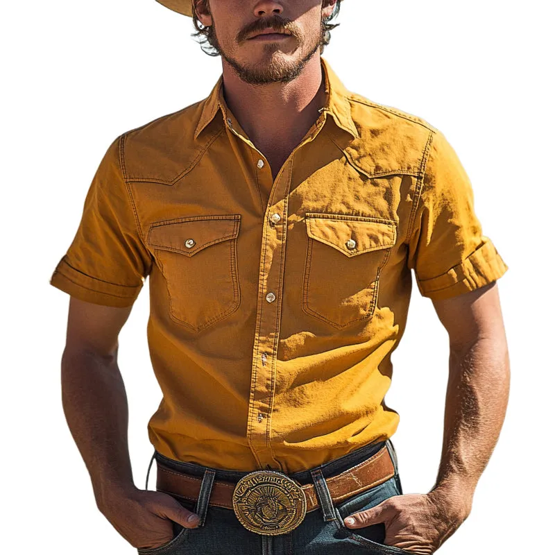 Men'S Western Cowboy Style Multi-Pocket Short Sleeve Shirt MTA0982E0X sold by Manly