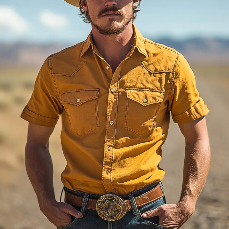 Men'S Western Cowboy Style Multi-Pocket Short Sleeve Shirt MTA0982E0X sold by Manly product image thumbnail 3