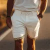 Men's Spring And Summer Casual Fashion Cotton Blended Trouser Leg Stitching Leopard Print Shorts MTA1302E0K sold by Manly