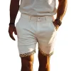 Men's Spring And Summer Casual Fashion Cotton Blended Trouser Leg Stitching Leopard Print Shorts MTA1302E0K sold by Manly