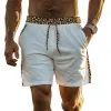 Men's Spring And Summer Casual Fashion Cotton Blended Splicing Leopard Elastic Waist Shorts MTA1364E6K sold by Manly