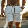 Men's Spring And Summer Casual Fashion Cotton Blended Splicing Leopard Elastic Waist Shorts MTA1364E6K sold by Manly