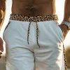 Men's Spring And Summer Casual Fashion Cotton Blended Splicing Leopard Elastic Waist Shorts MTA1364E6K sold by Manly