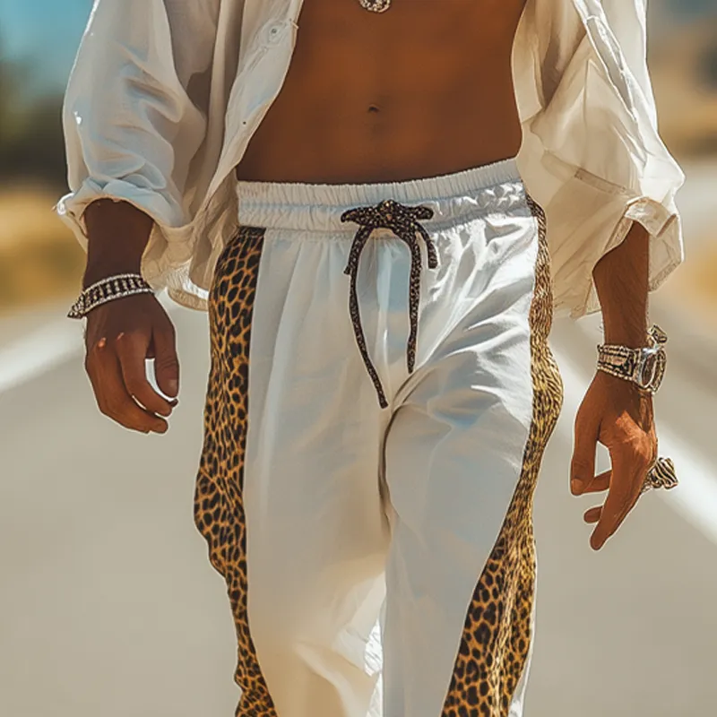 Men's Spring And Summer Fashion Cotton Blended Leopard Print Elastic Waist Casual Pants MTA1349E7K sold by Manly product image thumbnail 3