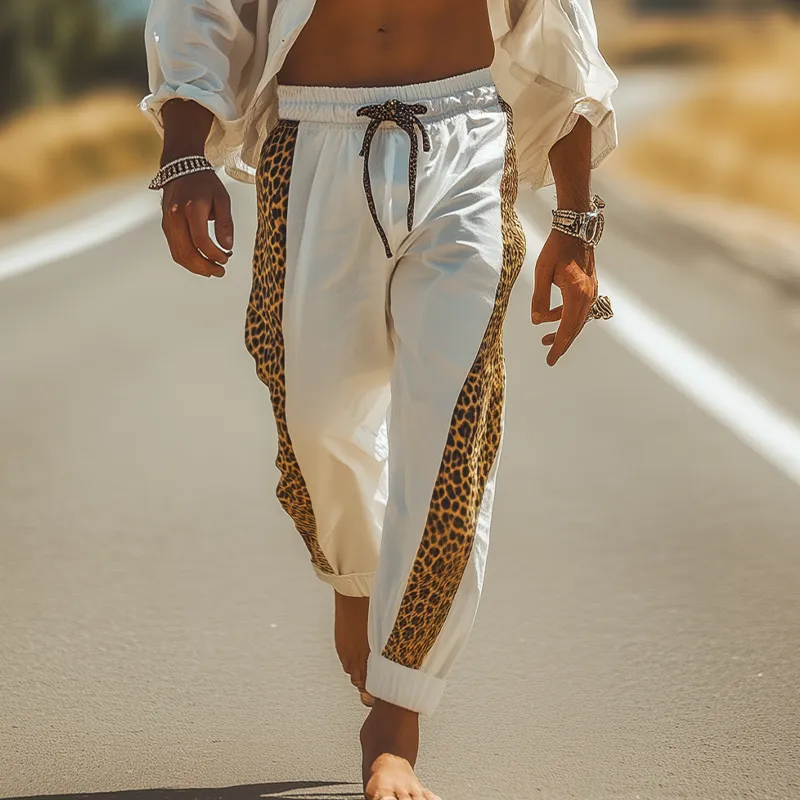 Men's Spring And Summer Fashion Cotton Blended Leopard Print Elastic Waist Casual Pants MTA1349E7K sold by Manly product image thumbnail 2