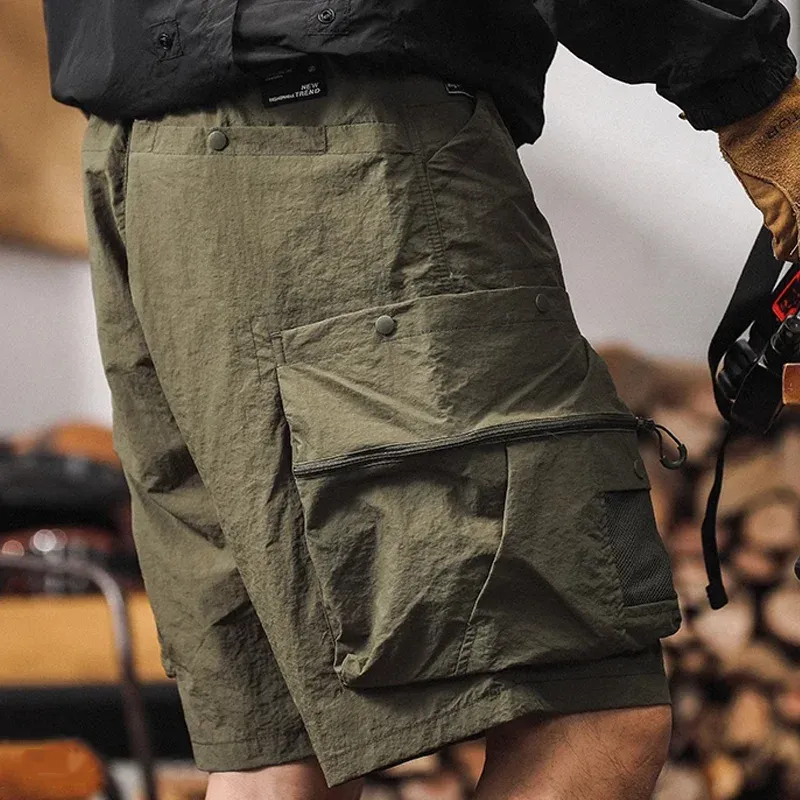 Men's Fashion Solid Multi-pocket Elastic Waist Cargo Shorts MTA1333E3Z sold by Manly product image thumbnail 4