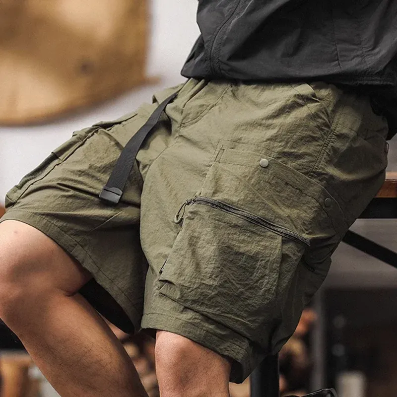 Men's Fashion Solid Multi-pocket Elastic Waist Cargo Shorts MTA1333E3Z sold by Manly product image thumbnail 3