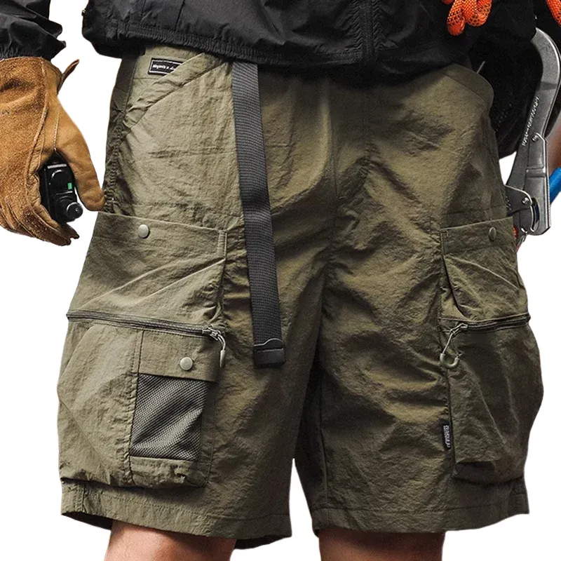 Men's Fashion Solid Multi-pocket Elastic Waist Cargo Shorts MTA1333E3Z sold by Manly