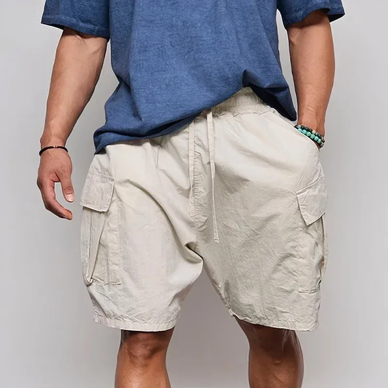 Men's Fashion Solid Multi-pocket Elastic Waist Cargo Shorts MTA1389E8Z sold by Manly product image thumbnail 2
