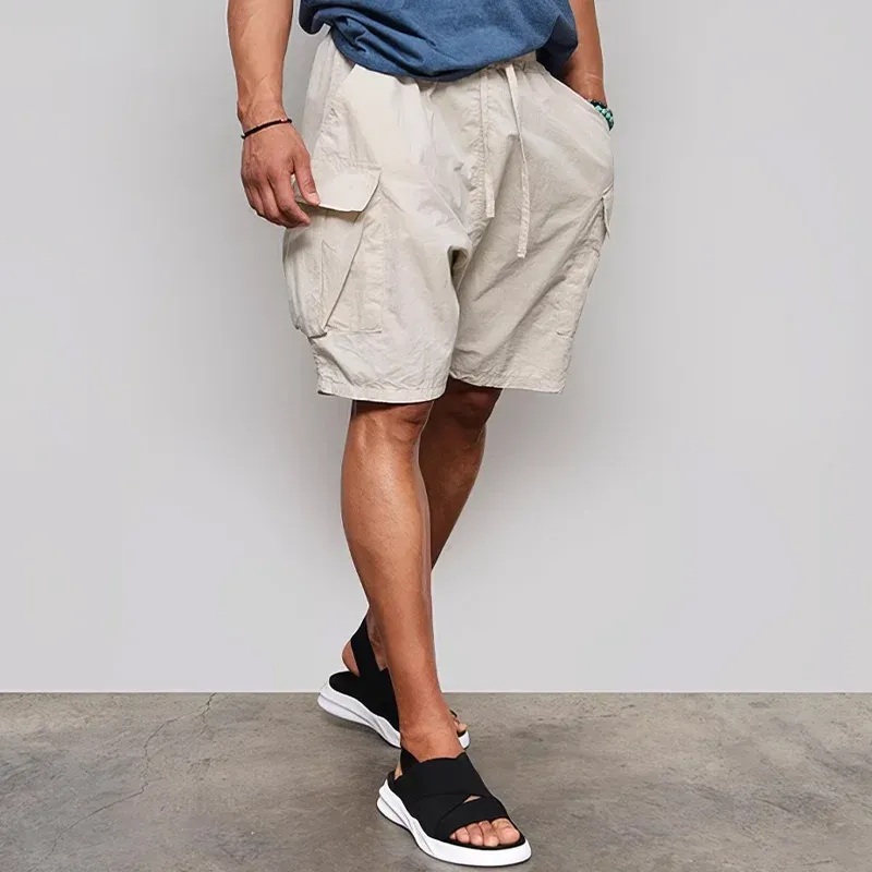 Men's Fashion Solid Multi-pocket Elastic Waist Cargo Shorts MTA1389E8Z sold by Manly product image thumbnail 4