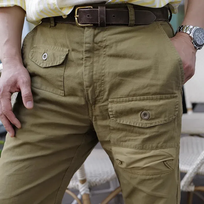 Men's Solid Color Cotton Straight Multi-pocket Cargo Pants MTA0740E7Z sold by Manly product image thumbnail 4