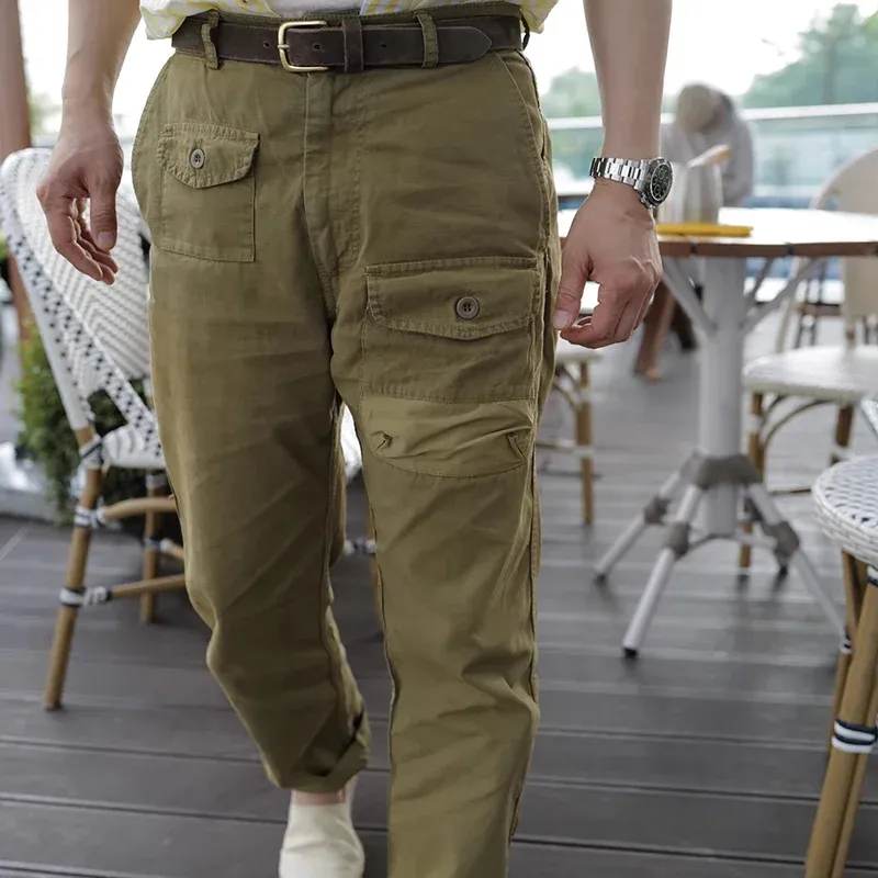 Men's Solid Color Cotton Straight Multi-pocket Cargo Pants MTA0740E7Z sold by Manly product image thumbnail 5